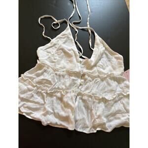 Pacsun Ruffle Halter Top . Size small White Rayon/crepe